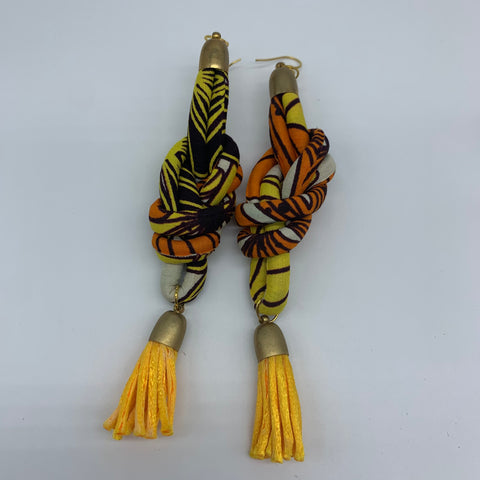 African Print Earrings-Knotted M Yellow Variation 2