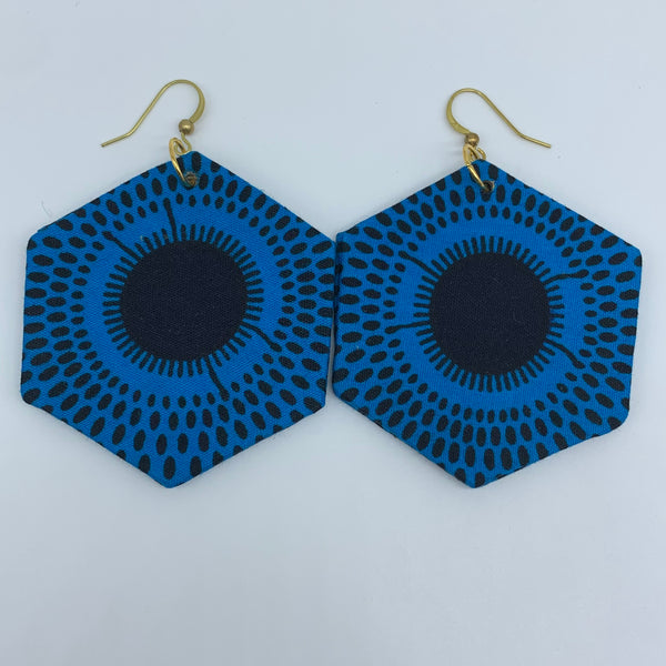 African Print Earrings-Hexa Blue Variation