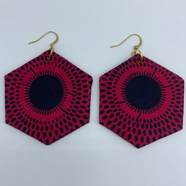 African Print Earrings-Hexa Pink Variation
