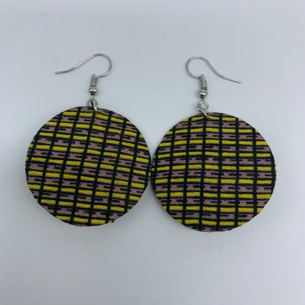 African Print Earrings-Round XS Yellow Variation 16
