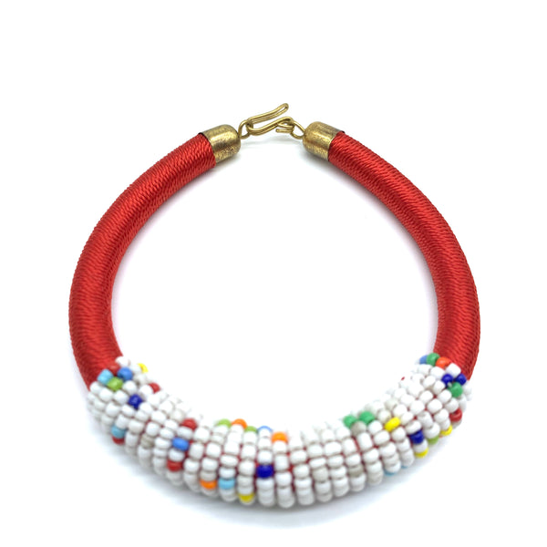 Beaded Thread Bangle-Red Variation 3