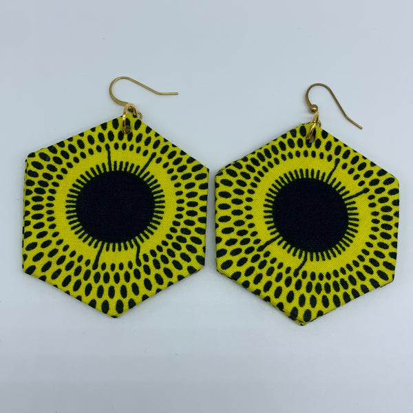 African Print Earrings-Hexa Yellow Variation