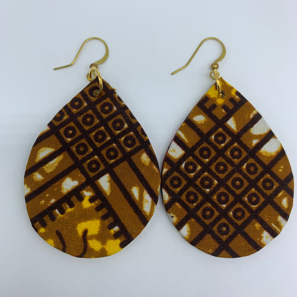 African Print Earrings-Luna Brown Variation