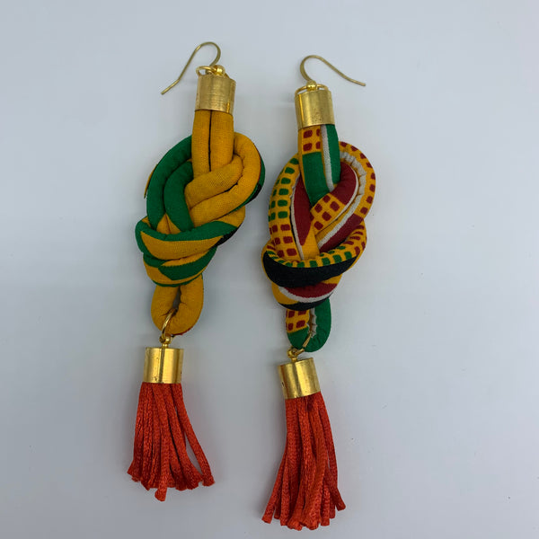 African Print Earrings-Knotted L Yellow Variation 4