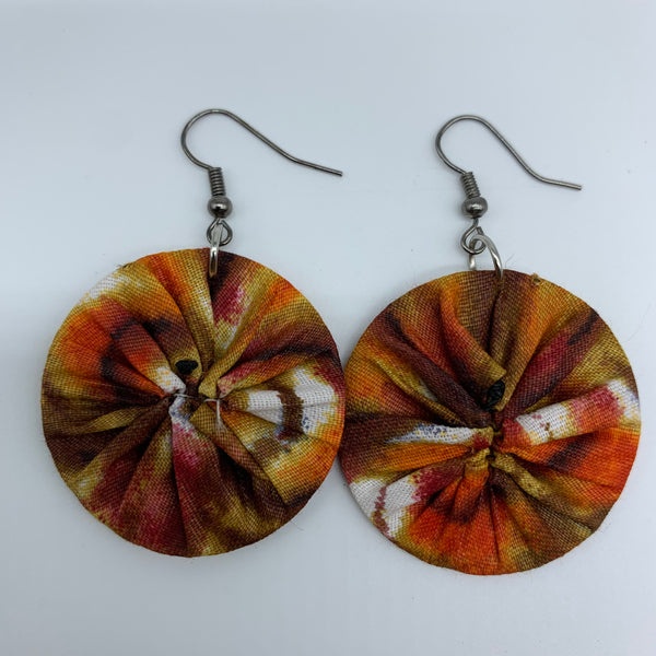 African Print Earrings-Round XS Brown Variation 26