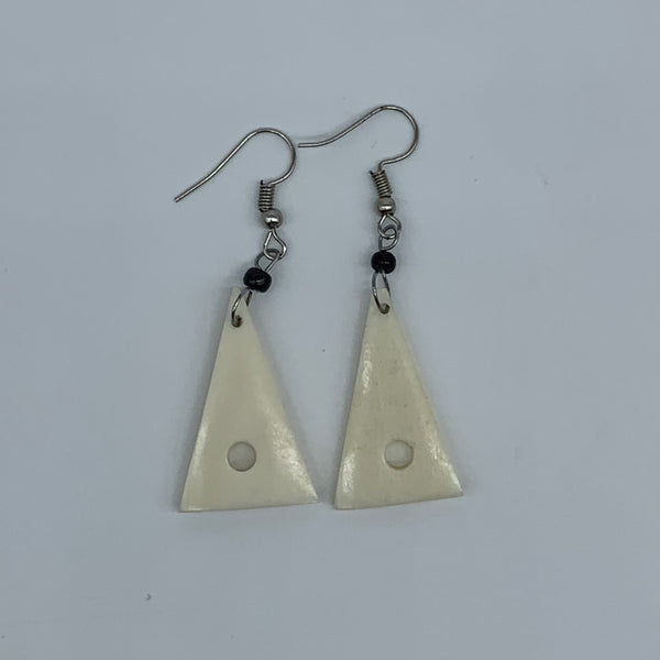 Cow Bone Earrings-Triangle(S) White w/ Hole - Lillon Boutique
