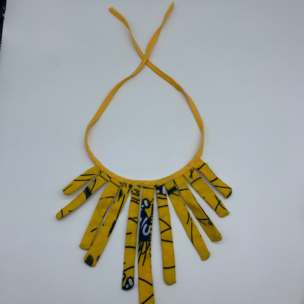African Print Fabric Necklace -Yellow Variation