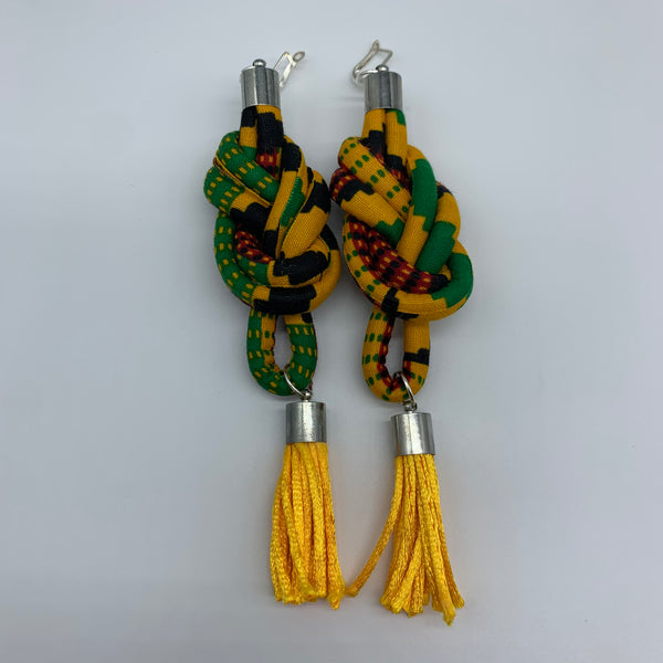 African Print Earrings-Knotted L Yellow Variation 10