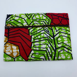Red & Green  padded African Print Makeup bag/Pencil case - Lillon Boutique