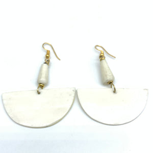 Cow Bone Earrings-Sela White Varation