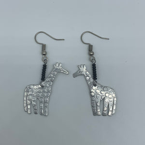 Silvery Metal Earrings-Giraffe - Lillon Boutique