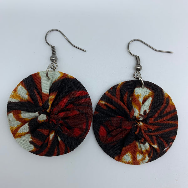 African Print Earrings-Round XS Brown Variation 23