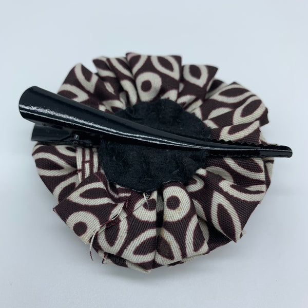 African Print Hair Clip-M Bottle Cap Style Brown Variation - Lillon Boutique