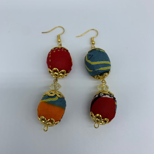 African Print Earrings-Ama Red Variation