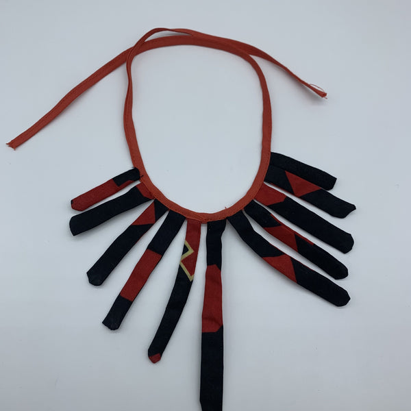 African Print Fabric Necklace -Red Variation