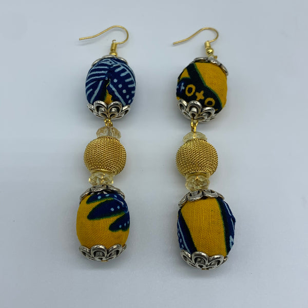 African Print Earrings-Ama Bling Yellow Variation