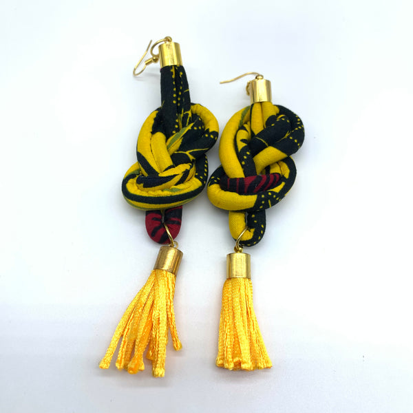 African Print Earrings-Knotted L Yellow Variation 13