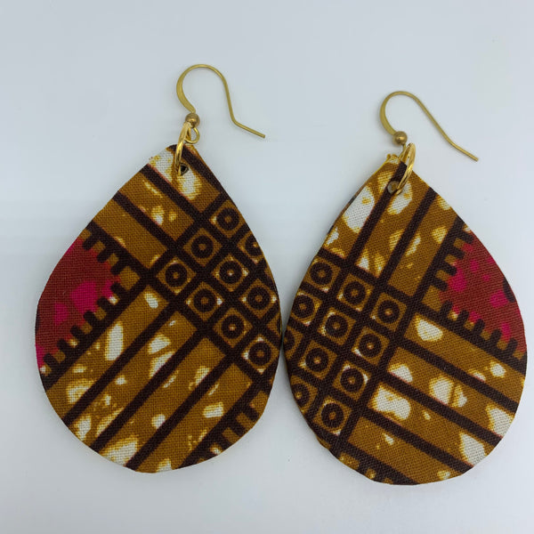 African Print Earrings-Luna Brown Variation