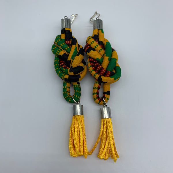 African Print Earrings-Knotted L Yellow Variation 10