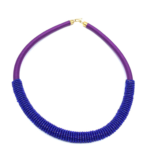 Beaded Thread  Bangle Necklace-Purple Variation