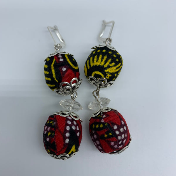 African Print Earrings-Ama Red Variation 2