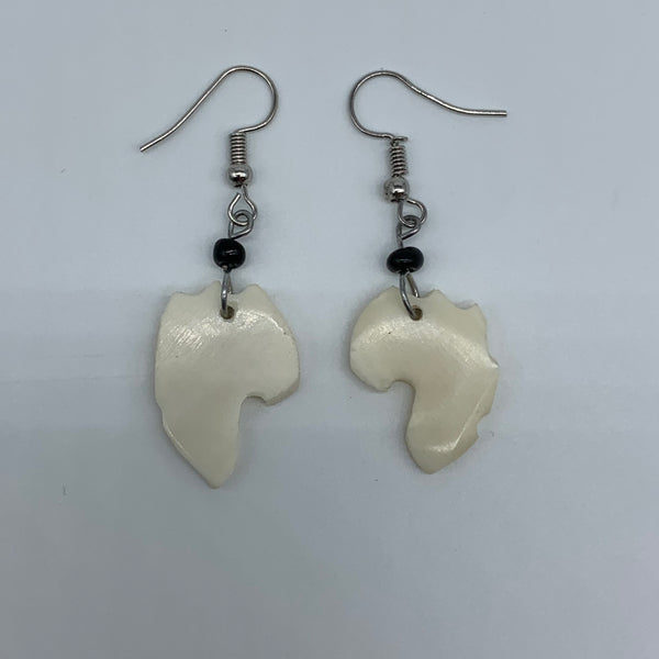 Cow Bone Earrings-African Continent White - Lillon Boutique