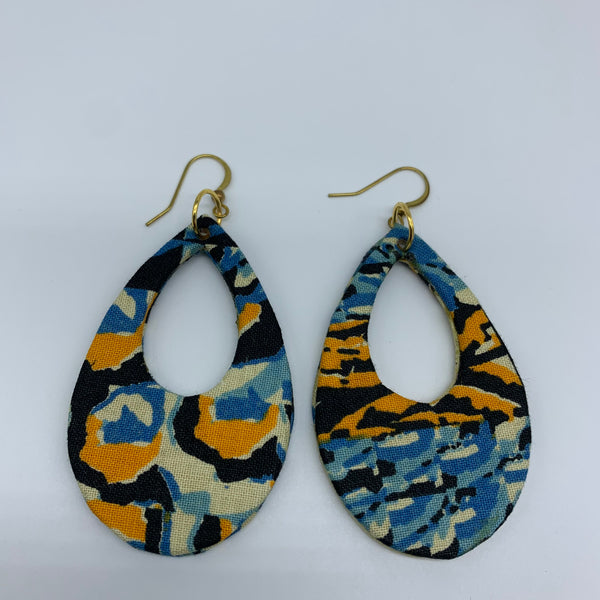 African Print Earrings-Muna Blue Variation 3