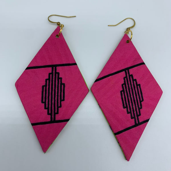 African Print Earrings-Daya Reversible Green Variation