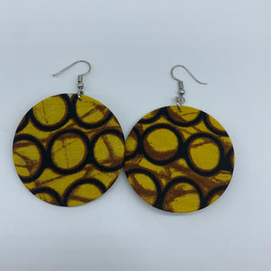 African Print Earrings-Round S Yellow Variation 7