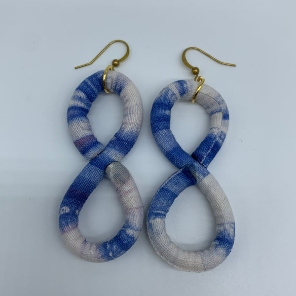 African Print Earrings-Number 8 Blue Variation 3