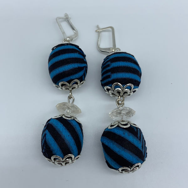African Print Earrings-Ama Blue Variation 3