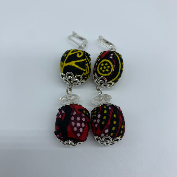 African Print Earrings-Ama Red Variation 2