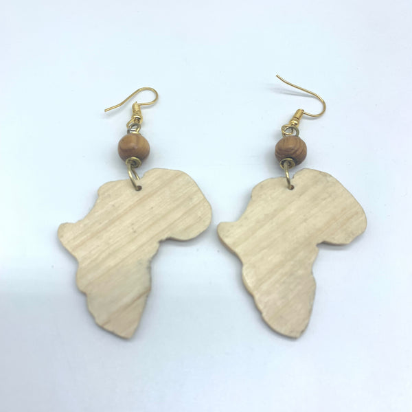Wood Earrings W/ Metal and Beads-African Continent Natural Variation