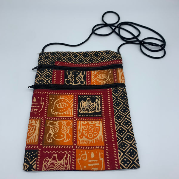 African Print Over Shoulder Bag- Red Variation
