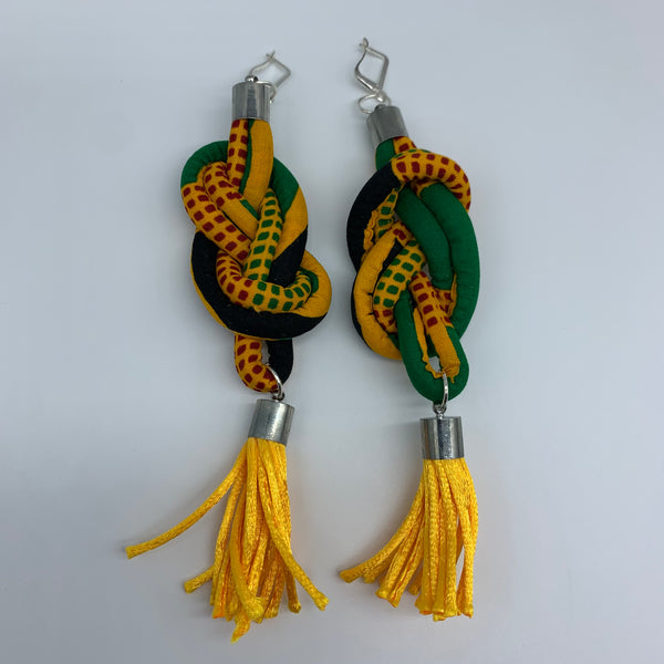 African Print Earrings-Knotted L Yellow Variation 7