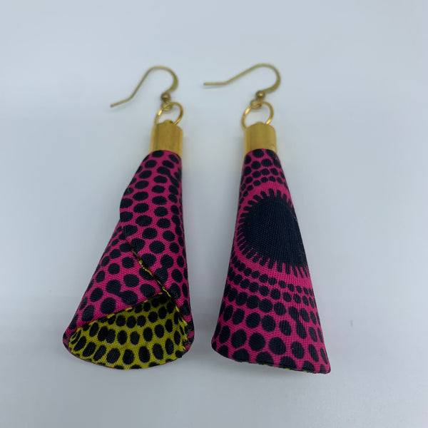 African Print Earrings- Ice Cream Cone Pink Variation
