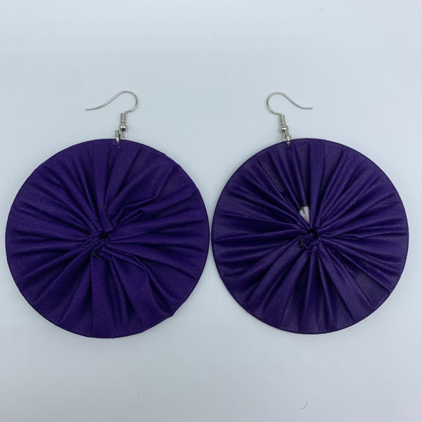 African Print Earrings-Round L Purple Variation