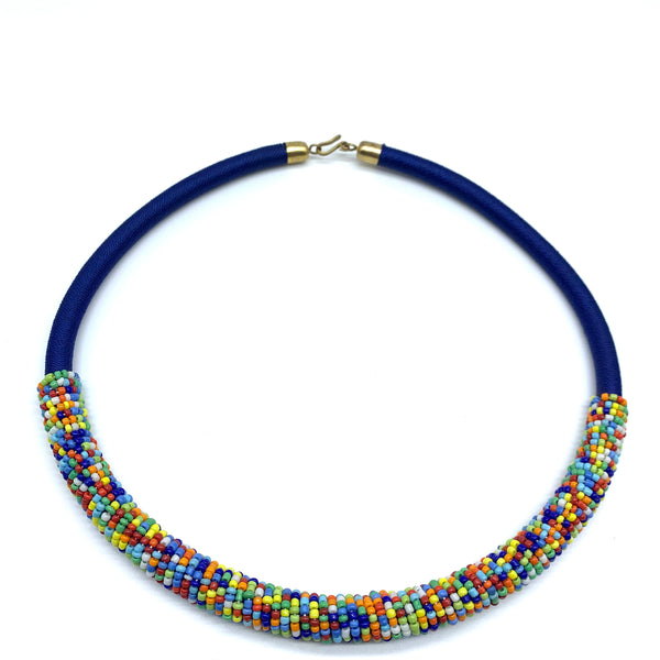 Beaded Thread  Bangle Necklace-Blue Variation 2