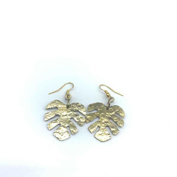 Brass Earrings-Leaf S