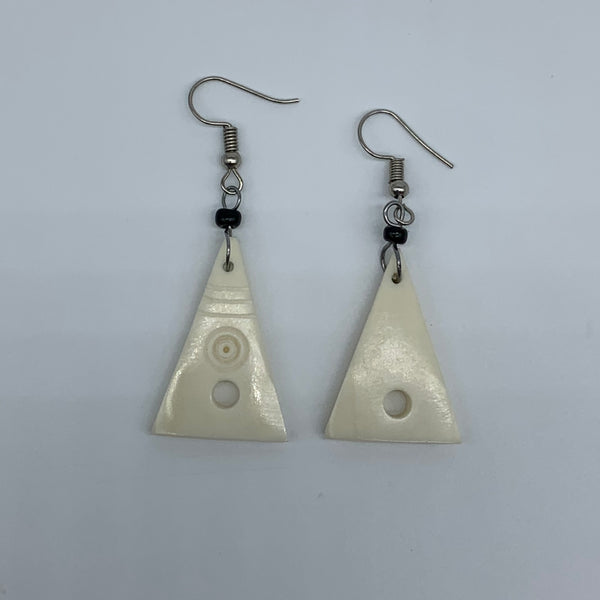 Cow Bone Earrings-Triangle(S) White w/ Hole - Lillon Boutique