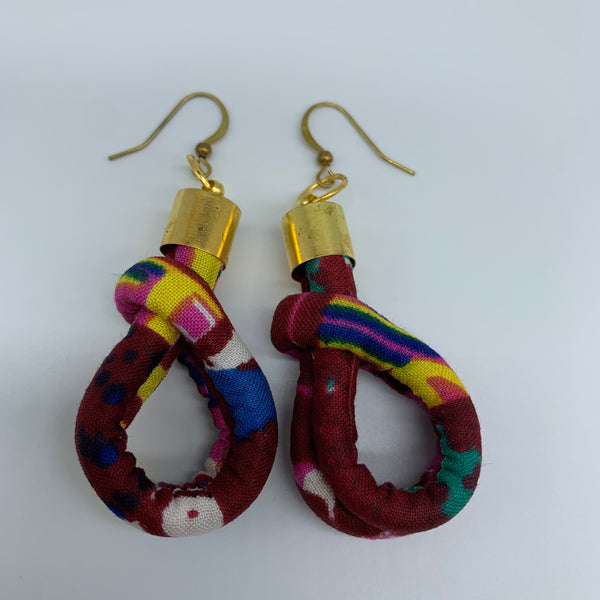 African Print Earrings-Fatu Red Variation 3