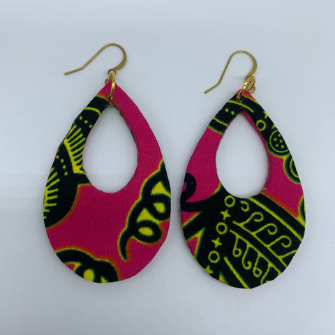 African Print Earrings-Muna Pink Variation