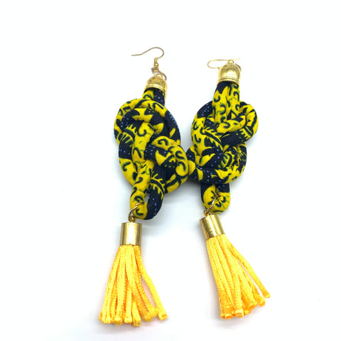 African Print Earrings-Knotted L Yellow Variation 16