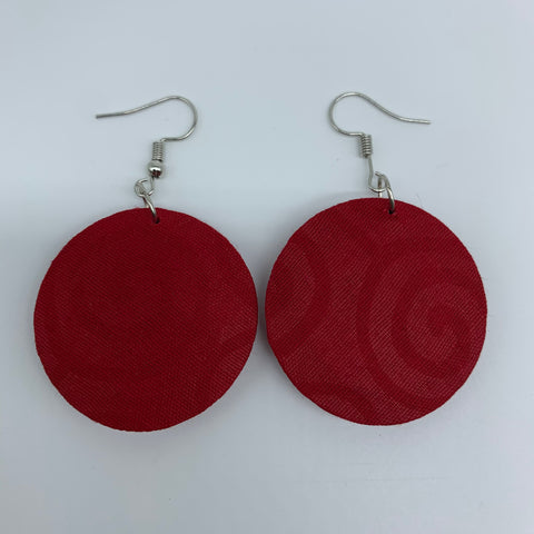 African Print Earrings-Round XS Red Variation 18