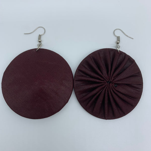 African Print Earrings-Round M Red Variation 18