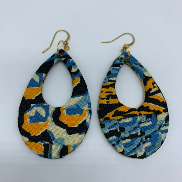 African Print Earrings-Muna Blue Variation 3