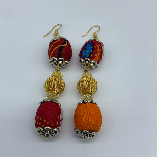 African Print Earrings-Ama Bling Red Variation 2