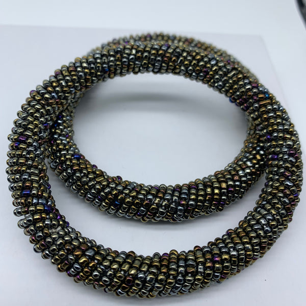 Beaded Bangle- Grey  Metallic Multi Colour  Variation - Lillon Boutique