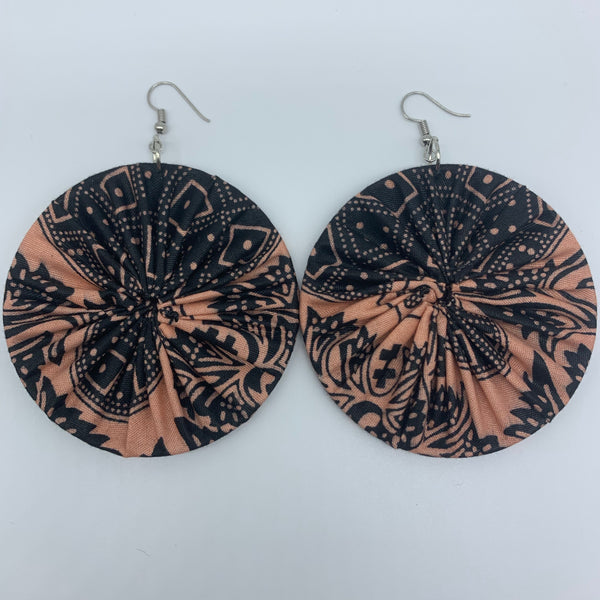 African Print Earrings-Round L Pink Variation 3 - Lillon Boutique