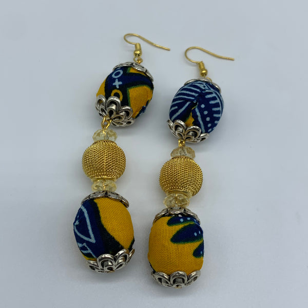 African Print Earrings-Ama Bling Yellow Variation